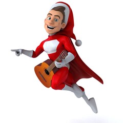 Fun 3D illustration of a fun super santa claus