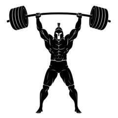 Spartan Silhouette Barbell Overhead, Workout Illustration