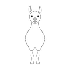 Cute doodle lama. Design element for textile, poster, banner, flyer, prints for clothes. Vector illustration isolated on white background.