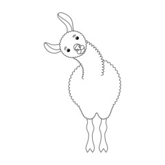 Cute doodle lama. Design element for textile, poster, banner, flyer, prints for clothes. Vector illustration isolated on white background.