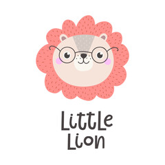Vector illustration with lion and text Little lion.