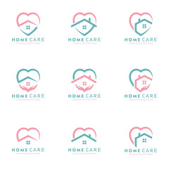 House Care logo Template, Medical House Logo set vector icon illustration design