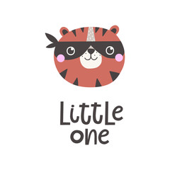 Vector illustration with tiger and text Little one.
