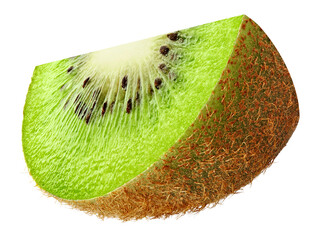 Slice of kiwi isolated on white background