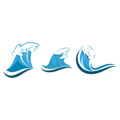 Beach wave icon set design template illustration