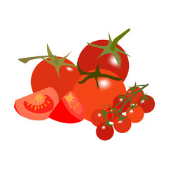 Tomato organic vegetable illustration. Healthy food, vitamins, minerals vector illustration.