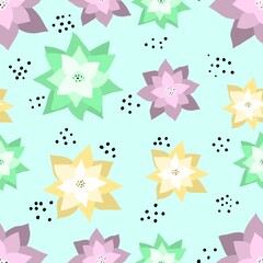 Seamless pattern with stars of different colors. Design for clothing, fabric and other items. The illustration is drawn by hand with live lines.