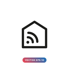 House with Wi-Fi symbol. Vector icon on white background.