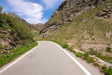 mountain roads between Ceresole Reale and the Nivolet hill in Piedmont in Italy