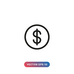 Dollar sign icon on white background