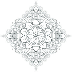 Decorative Doodle flowers in black and white for coloring book, cover or background. Hand drawn sketch for adult anti stress coloring page.-vector 