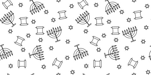 Rosh Hashanah seamless pattern. Jewish New Year background. Israel holiday concept.