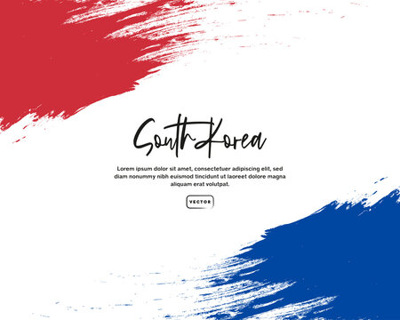 Flag of  South Korean with brush stroke effect and text
