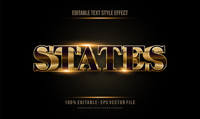 modern futuristic style and shiny gold effect editable text style. Vector editable text effect