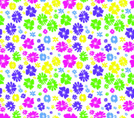 Fototapeta na wymiar Abstract Hand Drawing Small Ditsy Flowers Seamless Vector Pattern Isolated Background