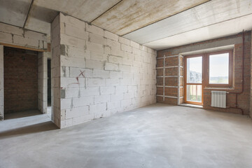 interior of the apartment without decoration in gray colors