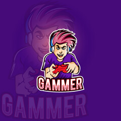 Gamer esports mascot logo design  vector template
