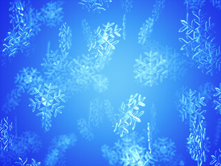 Fototapeta na wymiar 雪の結晶が降る青色の背景