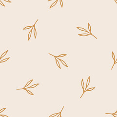Seamless pattern with hand-drawn leaves