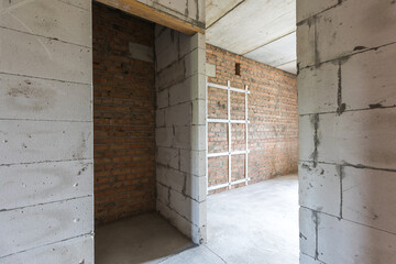 interior of the apartment without decoration in gray colors