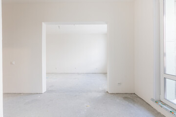 interior of the apartment without decoration in gray colors