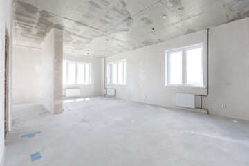 interior of the apartment without decoration in gray colors