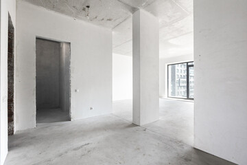 interior of the apartment without decoration in gray colors