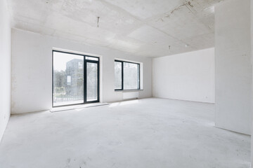 interior of the apartment without decoration in gray colors