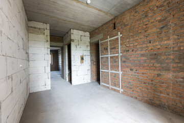 interior of the apartment without decoration in gray colors