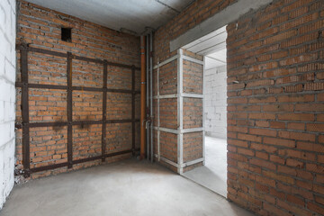 interior of the apartment without decoration in gray colors