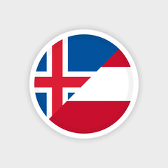Obraz premium Flag of Iceland and Austria with circle frame and white background