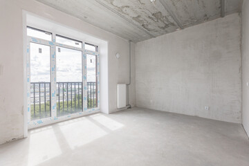 interior of the apartment without decoration in gray colors