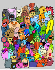 Obraz premium Cartoon monsters collection. set of cartoon monsters group