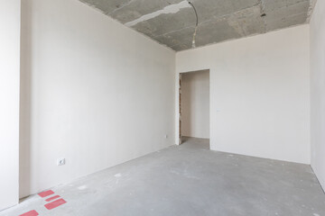 interior of the apartment without decoration in gray colors