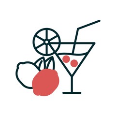 Lemonade Linear Two Color Vector Icon Design