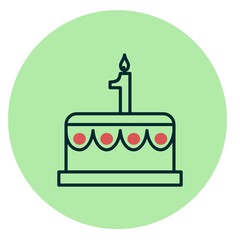 Cake Two Color Circle Vector Icon Design