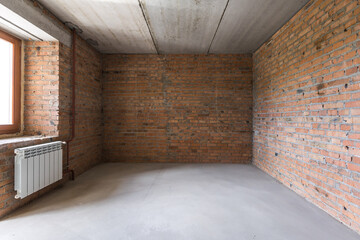 interior of the apartment without decoration in gray colors