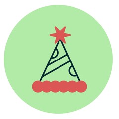 Partyhat Two Color Circle Vector Icon Design