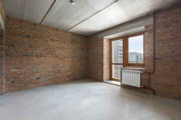 interior of the apartment without decoration in gray colors