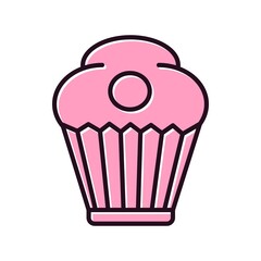 Cupcake Color Filled Vector Icon Design