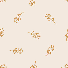 Obraz premium Seamless pattern with hand-drawn leaves