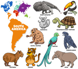 educational illustration of cartoon South American animals set © Igor Zakowski
