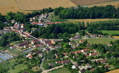 Fototapeta na wymiar Sailly, France - july 7 2017 : aerial picture of the village