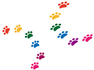 動物の足跡円状カラフル