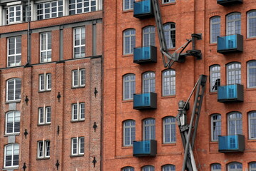 Fototapeta na wymiar Fassaden in der Hafencity von Hamburg