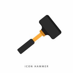 hammer icon, on white background, vector label