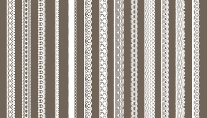 White Floral Pattern Trim Lace Ribbon for Decorating. - obrazy, fototapety, plakaty