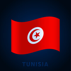 tunisia wave vector flag. Waving national Official colors and proportion of flag. Vector illustration.