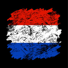 netherlands flag grunge brush background. Old Brush flag vector illustration. abstract concept of national background.