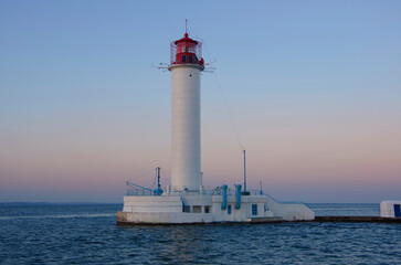 Fototapeta na wymiar Ukraine. Odessa. 06.29.2020. View of the lighthouse in the port of the city.